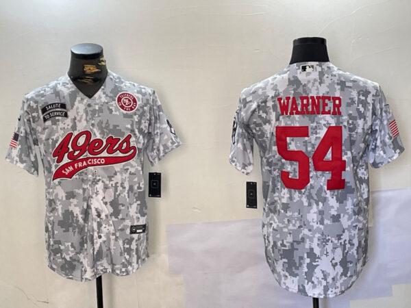 Men's San Francisco 49ers #54 Fred Warner 2024 Arctic Camo Salute To Service Stitched Baseball Jerseys