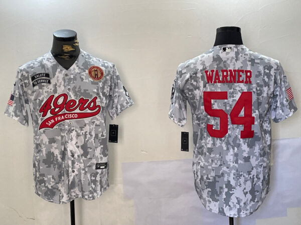 Men's San Francisco 49ers #54 Fred Warner 2024 Arctic Camo Salute To Service Stitched Baseball Jerseys