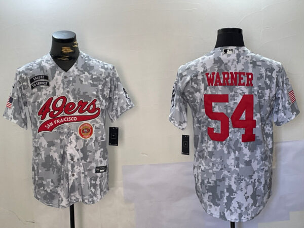 Men's San Francisco 49ers #54 Fred Warner 2024 Arctic Camo Salute To Service Stitched Baseball Jerseys