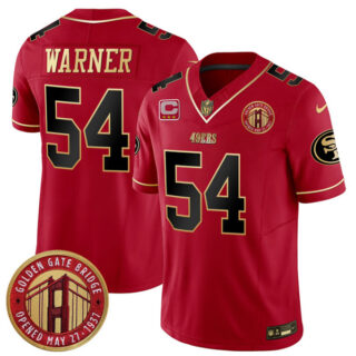 Men's San Francisco 49ers #54 Fred Warner Red F.U.S.E. Golden Gate Bridge With 3-Star C Patch Scarlet Vapor Limited Stitched Football Jersey