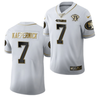 Men's San Francisco 49ers #7 Colin Kaepernick White Gold 75th Anniversary Stitched Jersey