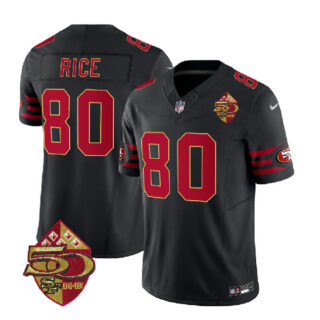 Men's San Francisco 49ers #80 Jerry Rice Black 2023 F.U.S.E. 50th Patch Vapor Limited Stitched Football Jersey