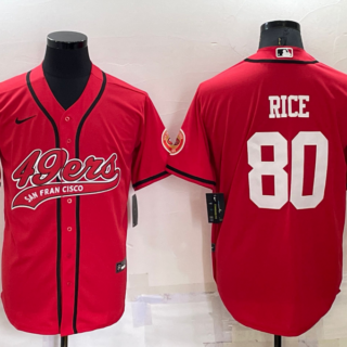 Men's San Francisco 49ers #80 Jerry Rice Red Cool Base Stitched Baseball Jersey