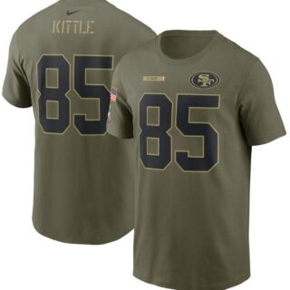 Men's San Francisco 49ers #85 George Kittle 2021 Olive Salute To Service Legend Performance T-Shirt