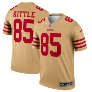 Men's San Francisco 49ers #85 George Kittle 2022 New Gold Inverted Legend Stitched Football Jersey