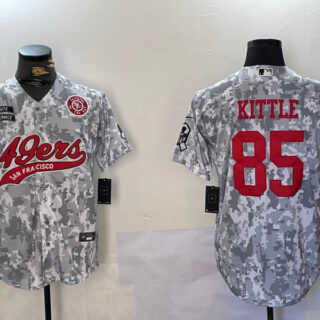 Men's San Francisco 49ers #85 George Kittle 2024 Arctic Camo Salute To Service Stitched Baseball Jerseys