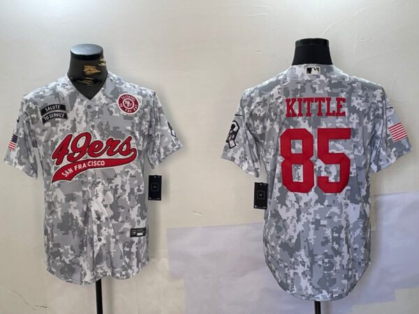 Men's San Francisco 49ers #85 George Kittle 2024 Arctic Camo Salute To Service Stitched Baseball Jerseys