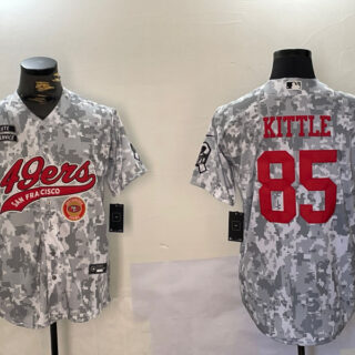 Men's San Francisco 49ers #85 George Kittle 2024 Arctic Camo Salute To Service Stitched Baseball Jerseys