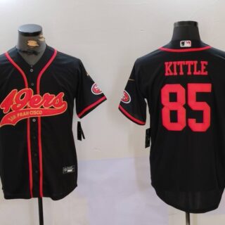 Men's San Francisco 49ers #85 George Kittle Black With Patch Cool Base Stitched Baseball Jersey