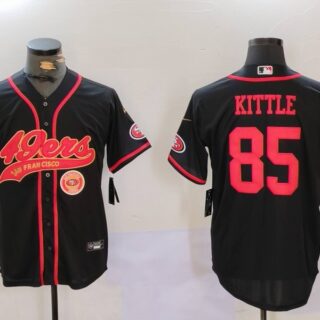 Men's San Francisco 49ers #85 George Kittle Black With Patch Cool Base Stitched Baseball Jerseys