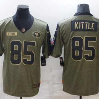 Men's San Francisco 49ers #85 George Kittle Nike Olive 2021 Salute To Service Limited Player Jersey