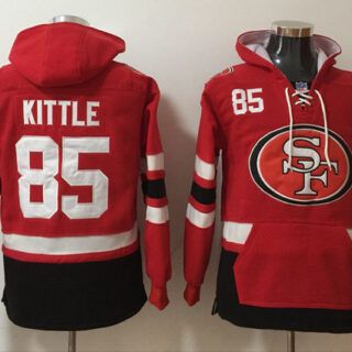 Men's San Francisco 49ers #85 George Kittle Red Ageless Must-Have Lace-Up Pullover Hoodie