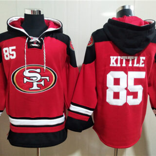 Men's San Francisco 49ers #85 George Kittle Red All Stitched Sweatshirt Hoodie