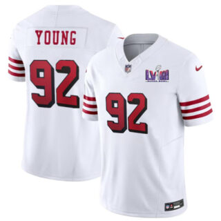 Men's San Francisco 49ers #92 Chase Young New White F.U.S.E. Super Bowl LVIII Patch Vapor Untouchable Limited Stitched Football Jersey