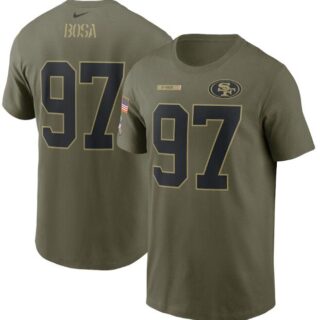 Men's San Francisco 49ers #97 Nick Bosa 2021 Olive Salute To Service Legend Performance T-Shirt