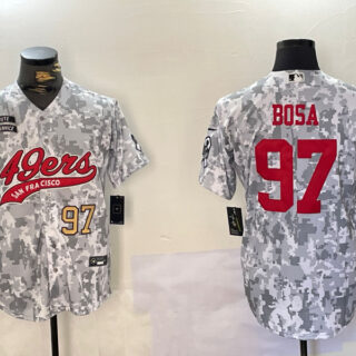 Men's San Francisco 49ers #97 Nick Bosa 2024 Arctic Camo Salute To Service Stitched Baseball Jerseys
