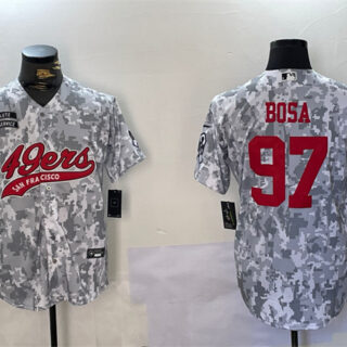 Men's San Francisco 49ers #97 Nick Bosa 2024 Arctic Camo Salute To Service Stitched Baseball Jersey