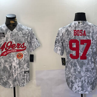 Men's San Francisco 49ers #97 Nick Bosa 2024 Arctic Camo Salute To Service Stitched Baseball Jerseys