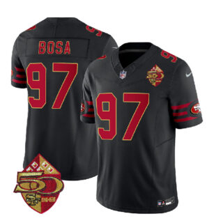 Men's San Francisco 49ers #97 Nick Bosa Black 2023 F.U.S.E. 50th Patch Vapor Limited Stitched Football Jersey