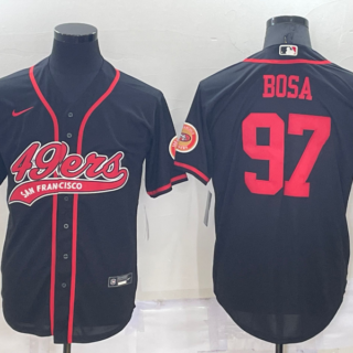 Men's San Francisco 49ers #97 Nick Bosa Black Cool Base Stitched Baseball Jersey