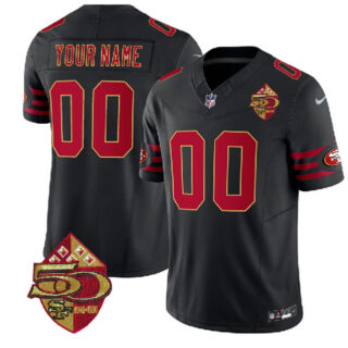 Men's San Francisco 49ers Active Player Custom Black 2023 F.U.S.E. 50th Patch Throwback Stitched Football Jersey