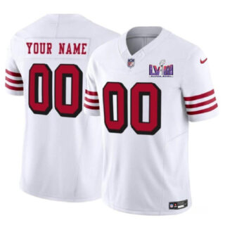 Men's San Francisco 49ers Active Player Custom New White F.U.S.E. Super Bowl LVIII Patch Vapor Untouchable Limited Stitched Football Jersey