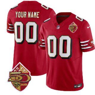 Men's San Francisco 49ers Active Player Custom Red 2023 F.U.S.E. 50th Patch Vapor Limited Stitched Football Jersey