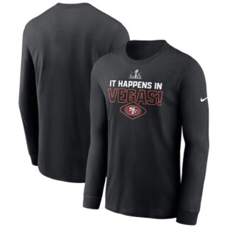Men's San Francisco 49ers Black Super Bowl LVIII Logo Lockup Long Sleeve T-Shirt