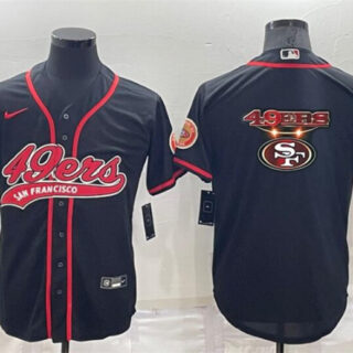 Men's San Francisco 49ers Black Team Big Logo With Patch Cool Base Stitched Baseball Jersey