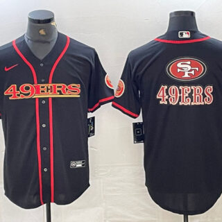 Men's San Francisco 49ers Black Team Big Logo With Patch Cool Base Stitched Baseball Jersey