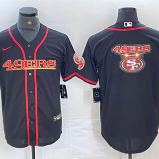 Men's San Francisco 49ers Black Team Big Logo With Patch Cool Base Stitched Baseball Jerseys