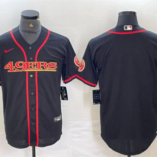 Men's San Francisco 49ers Blank Black With Patch Cool Base Stitched Baseball Jersey