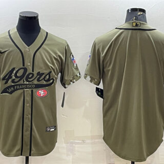 Men's San Francisco 49ers Blank Olive Salute To Service Cool Base Stitched Baseball Jersey
