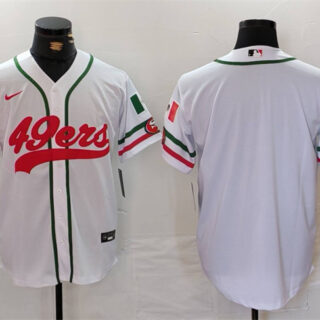 Men's San Francisco 49ers Blank White With Patch Cool Base Stitched Baseball Jersey