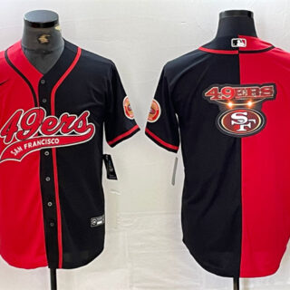 Men's San Francisco 49ers Red Black Split Team Big Logo With Patch Cool Base Stitched Baseball Jersey