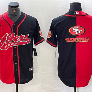 Men's San Francisco 49ers Red Black Split Team Big Logo With Patch Cool Base Stitched Baseball Jerseys
