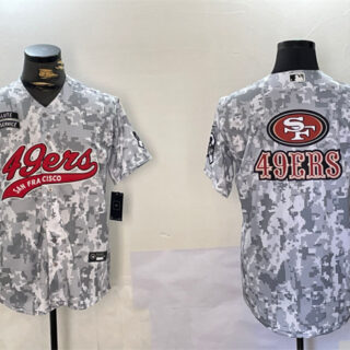 Men's San Francisco 49ers Team Big Logo 2024 Arctic Camo Salute To Service Stitched Baseball Jerseys