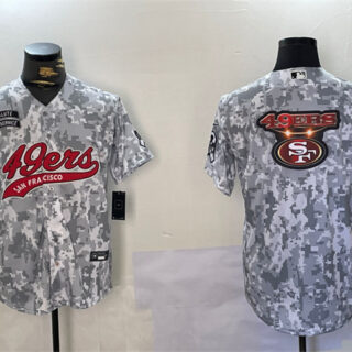 Men's San Francisco 49ers Team Big Logo 2024 Arctic Camo Salute To Service Stitched Baseball Jerseys