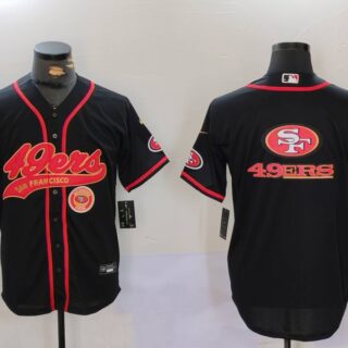 Men's San Francisco 49ers Team Big Logo Black With Patch Cool Base Stitched Baseball Jerseys