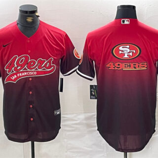 Men's San Francisco 49ers Team Big Logo Red Black With Patch Cool Base Stitched Baseball Jerseys