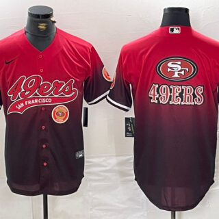 Men's San Francisco 49ers Team Big Logo Red Black With Patch Cool Base Stitched Baseball Jerseys