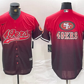 Men's San Francisco 49ers Team Big Logo Red Black With Patch Cool Base Stitched Baseball Jerseys
