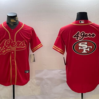 Men's San Francisco 49ers Team Big Logo Red Cool Base Stitched Baseball Jersey 1
