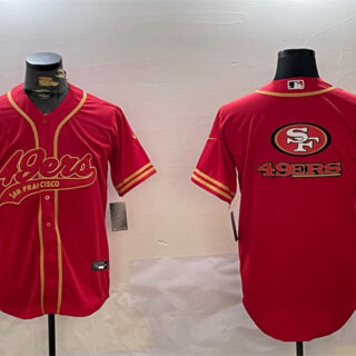 Men's San Francisco 49ers Team Big Logo Red Cool Base Stitched Baseball Jersey