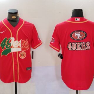 Men's San Francisco 49ers Team Big Logo Red With Patch Cool Base Stitched Baseball Jerseys