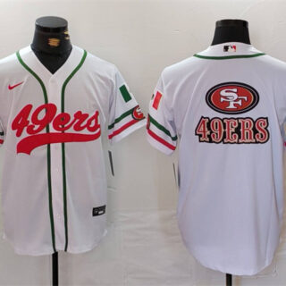 Men's San Francisco 49ers Team Big Logo White With Patch Cool Base Stitched Baseball Jersey
