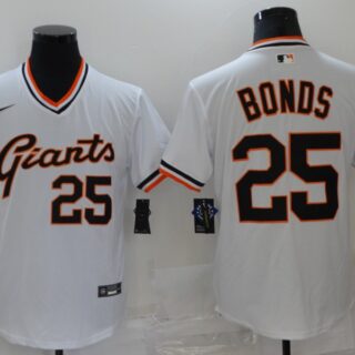 Men's San Francisco Giants #25 Barry Bonds White Cool Base Stitched Jersey