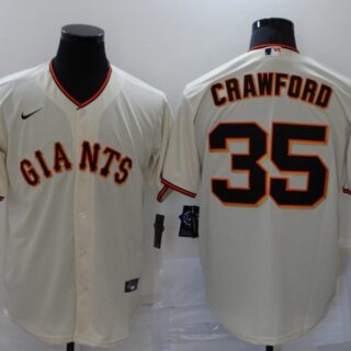Men's San Francisco Giants #35 Brandon Crawford Cream Stitched MLB Cool Base Nike Jersey