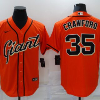 Men's San Francisco Giants #35 Brandon Crawford Orange Cool Base Stitched Jersey