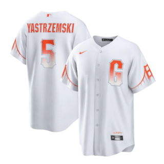 Men's San Francisco Giants #5 Mike Yastrzemski White City Connect Cool Base Stitched Baseball Jersey